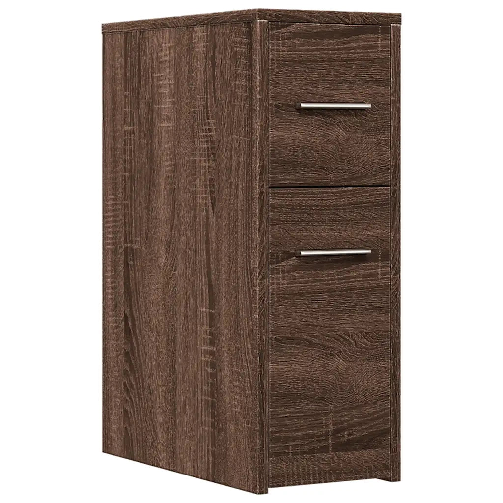 Armadietto da Bagno Stretto con Ruote Rovere Marrone Truciolato 855283