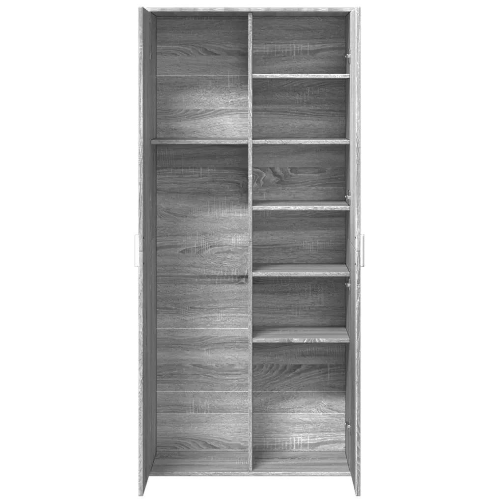 Credenza Grigio Sonoma 80x35x180 cm in Legno Multistrato