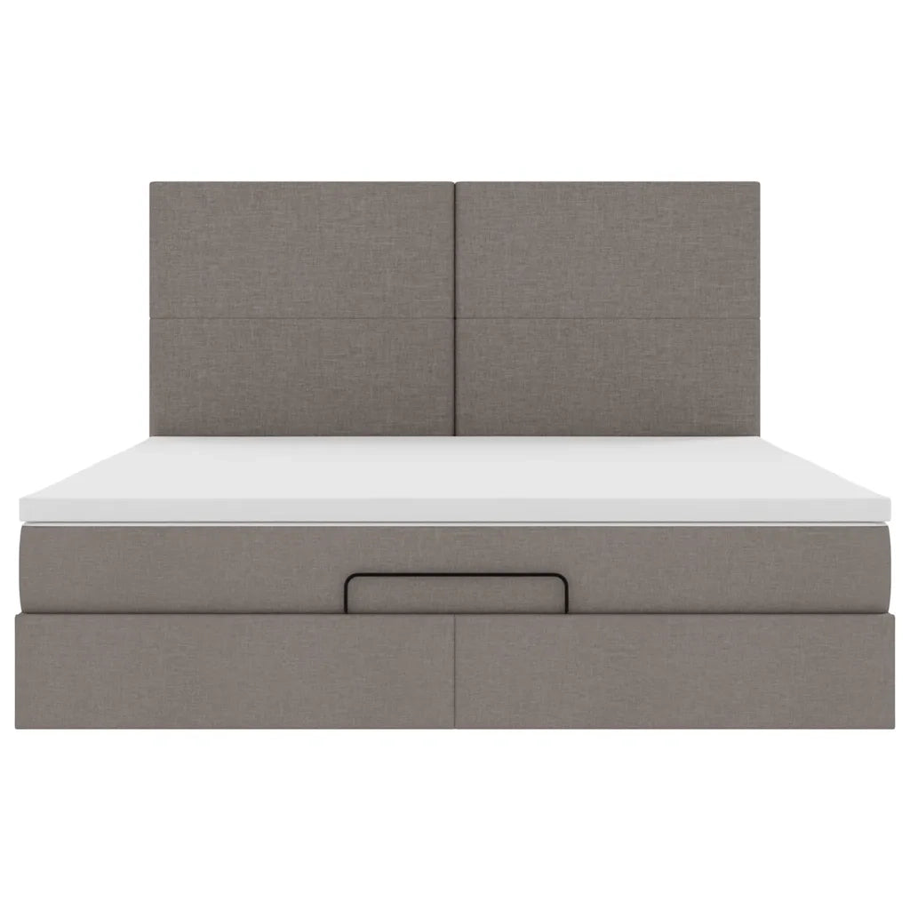 Struttura Letto Pouf con Materasso Tortora 180x200cm in Tessuto 3313945