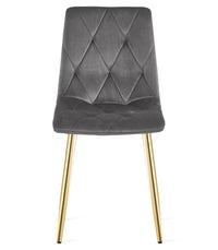 Sedia in velluto VALORA TYRA - Grigio scuro con gambe dorate x 4