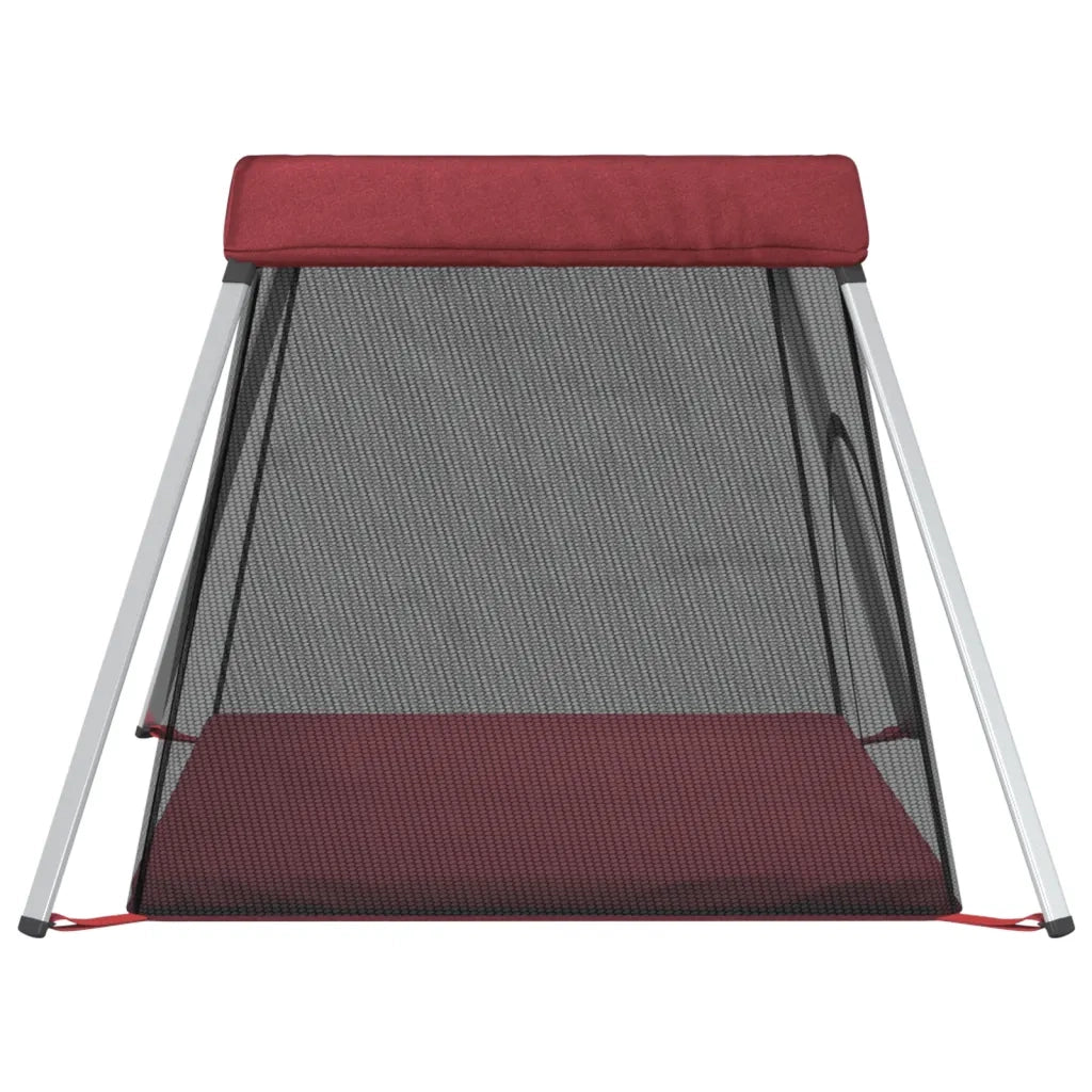 Box per Bambini con Materasso Rosso Tessuto di Lino CFW2698533