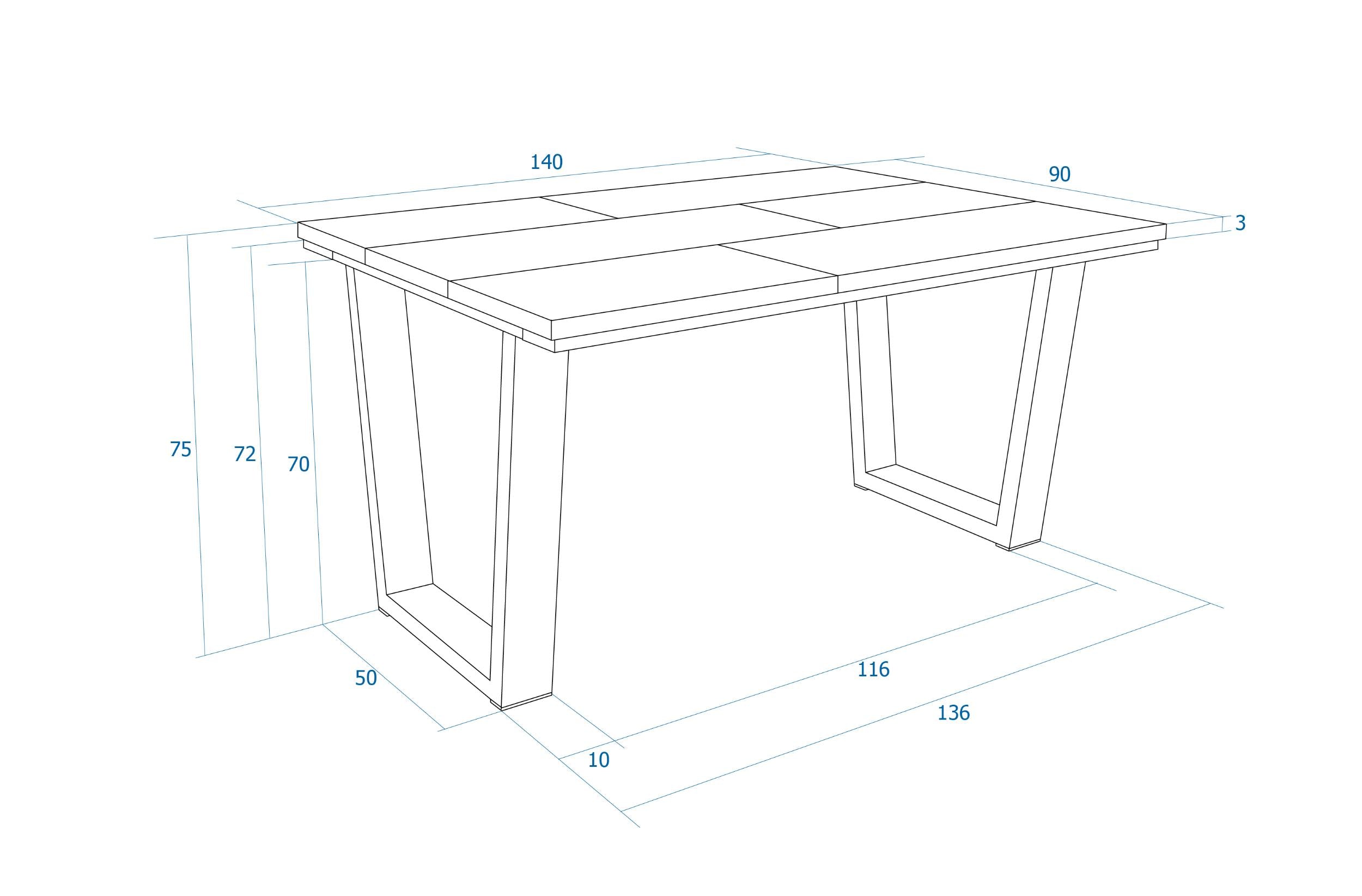 Tavolo da Pranzo, 140x90x74 cm, Per 6 persone, Tavolo Cucina, Rovere scuro
