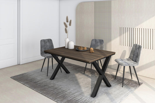 Tavolo da Pranzo, 140x90x74 cm, Per 6 persone, Tavolo Cucina, Rovere scuro