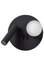 Applique lettura doppia nera sfera bianca Matiz LED Lucide