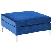 Ottomana con cuscino superiore in velluto blu marino ottomana Gambe in metallo argentato Stile glamour