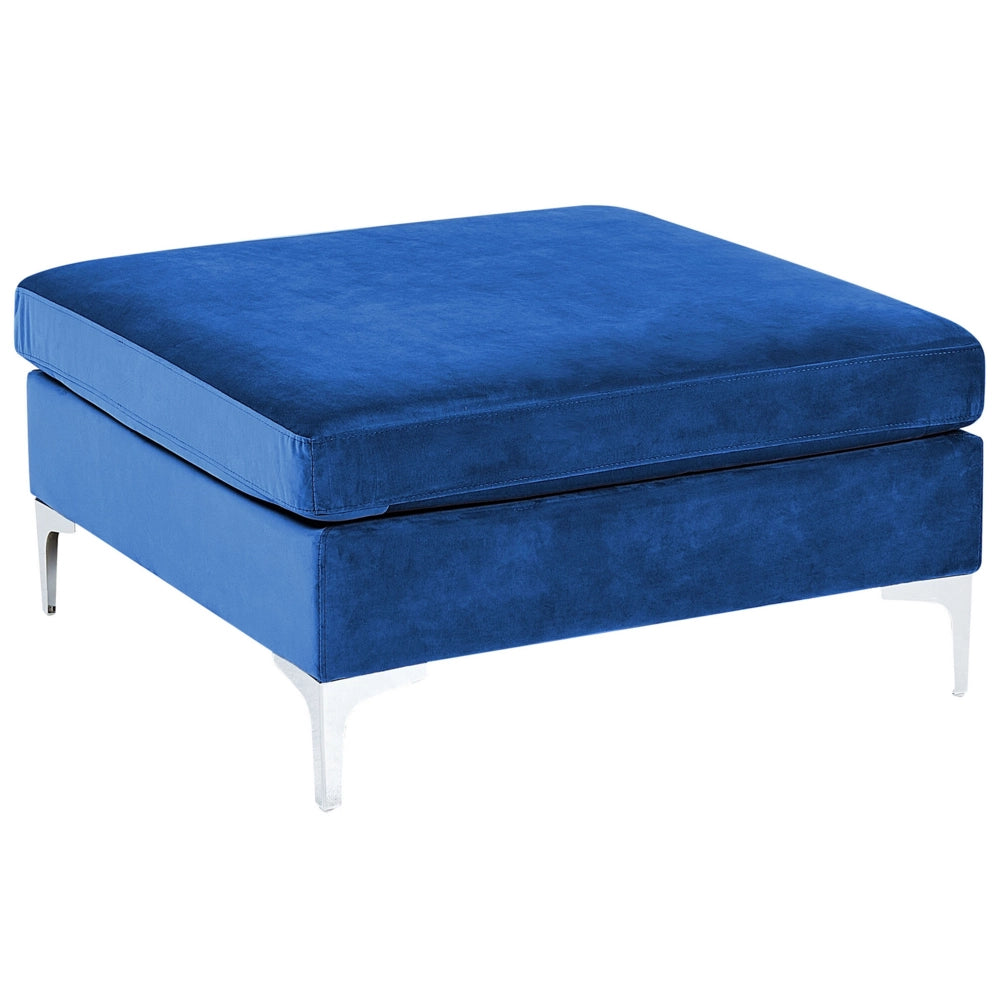 Ottomana con cuscino superiore in velluto blu marino ottomana Gambe in metallo argentato Stile glamour
