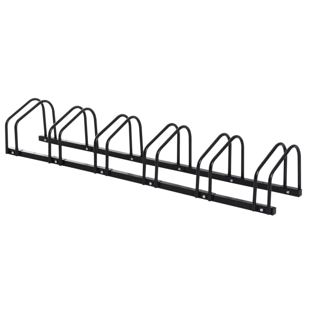 Portabici da terra e parete in acciaio nero per 6 biciclette 179x33x27 cm