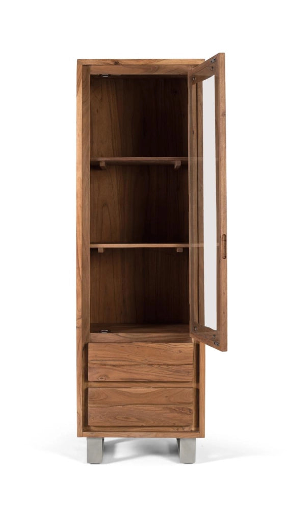 Vetrina in legno massello di acacia con vetro