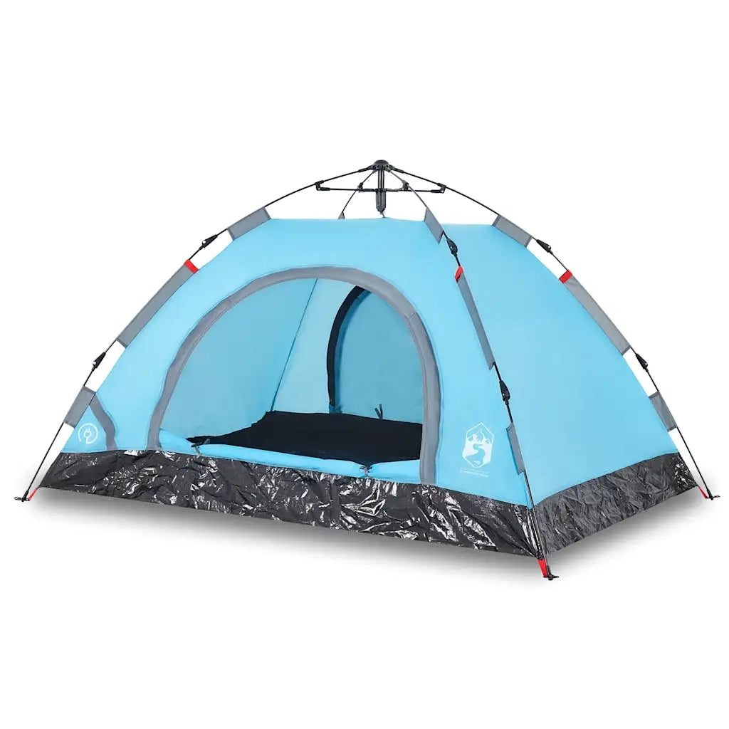 Tenda da Campeggio 3 Persone-Tenda per Escursionismo Blu a Rilascio Rapido