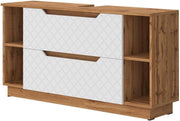 Mobile sottolavabo per bagno Lotta, Rovere/bianco con struttura in piastrelle, 119.2 x 62.5 cm con 2 cassetti