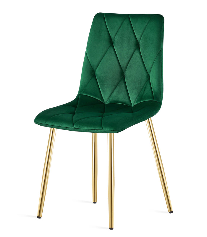 Sedia VALORA TYRA - Rivestimento in velluto verde scuro con gambe dorate x 4