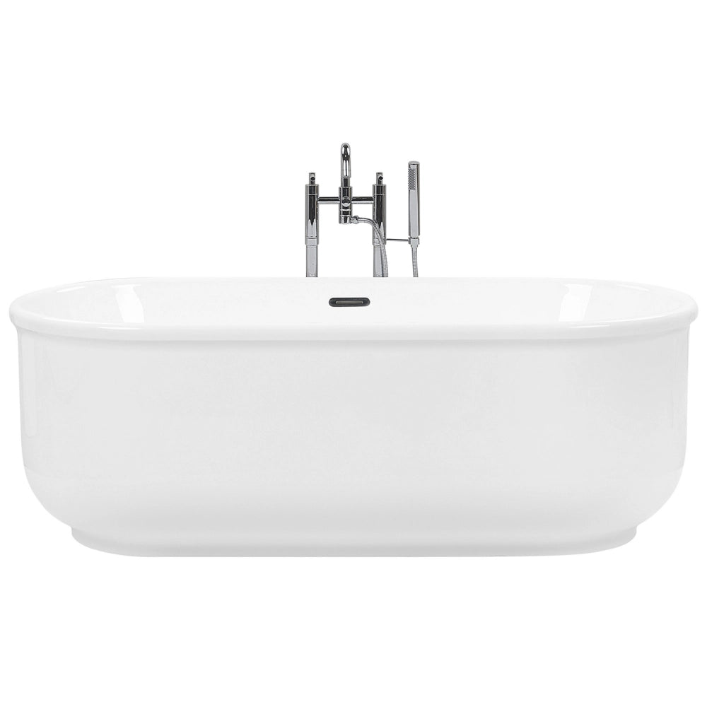 Vasca freestanding bianco lucido sanitario acrilico singolo ovale moderno design minimalista