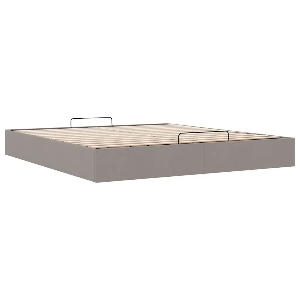 Struttura Letto Pouf senza Materasso-Giroletto con contenitore Tortora 200x200 cm Tessuto