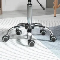 Outsunny Sgabello con Rotelle, Sgabello da Lavoro Girevole a 360°, Sgabello Ergonomico, Altezza Seduta Regolabile 47-62 cm, Rivestimento Sintetico Imbottito, Metallo Cromato, Nero