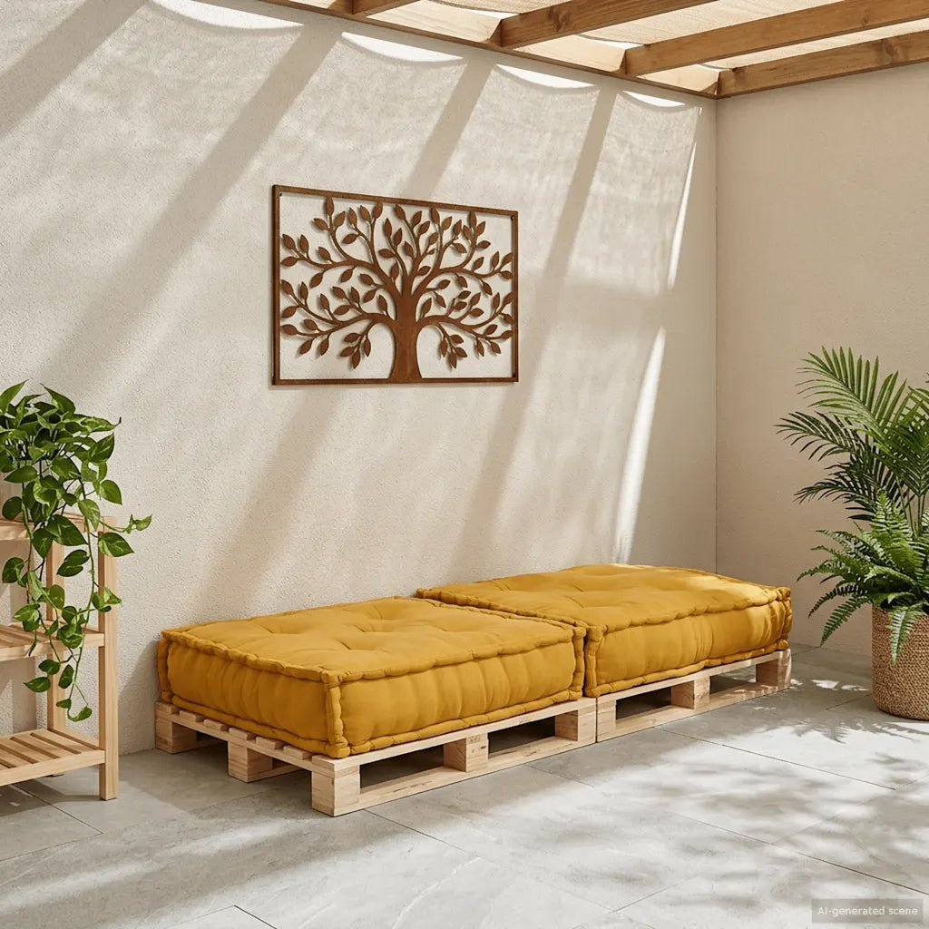Divano Componibile Giallo 70x70x36 in Tessuto 4019039