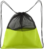 Zak da Sport con Cinturino Trasformabile - Corda per Porta - Tasca con Tessuto Reflectante - Verde Fluorescente - Materiale 210D Oxford - Leggero - Spazio Interno Ampio