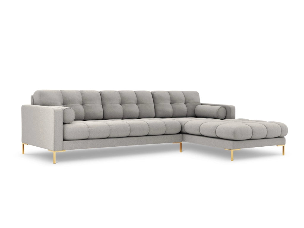 Cosmopolitan Design - Divano angolare destro "Bali" 5 posti in tessuto strutturato grigio chiaro 