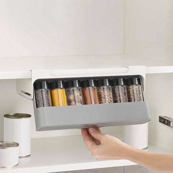 Organizzatore di Cucina Pratico con 6 contenitori e Cassettino Estensibile - senza Fori