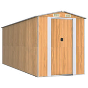 Casetta da giardino cabina ripostiglio casetta da esterno robusta casetta per attrezzi colore chiaro 192 x 523 x 223 cm acciaio zincato marrone 02_0022306