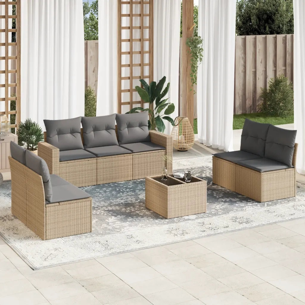 Set Divano da Giardino 8 pz con Cuscini Beige in Polyrattancod mxl 113991