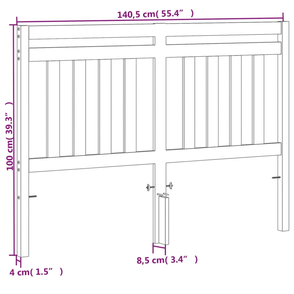 Testiera Marrone Cera 135 cm in Legno Massello di Pino 844180