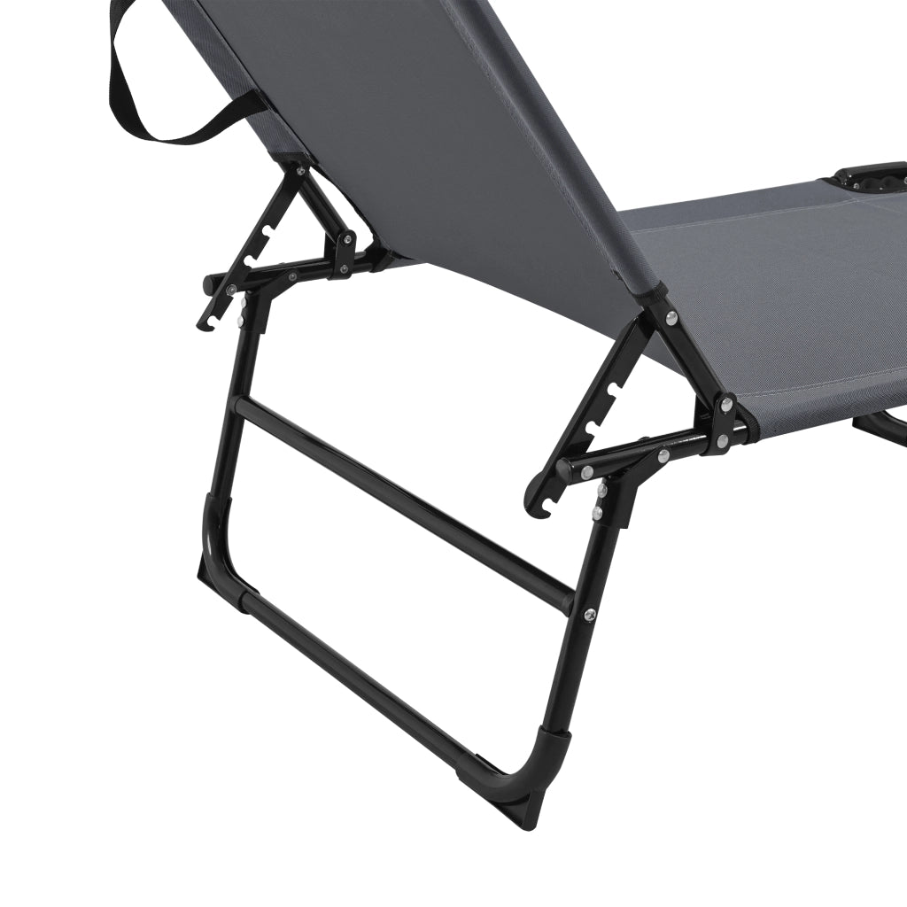 Set di 2 Lettini Prendisole Lomeda con Tettuccio Parasole e Schienale Reclinabile - Grigio Scuro casa.pro