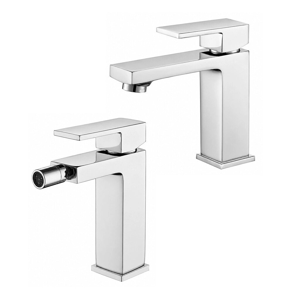 Set miscelatori lavabo bidet in ottone cromato Amber