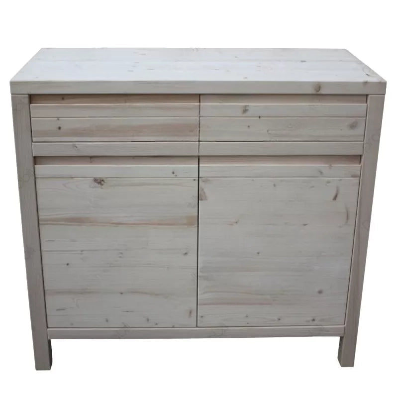 Credenza 2 porte 2 cassetti legno massello di abete grezzo 104x50x95 (3312) - Mobili 2G