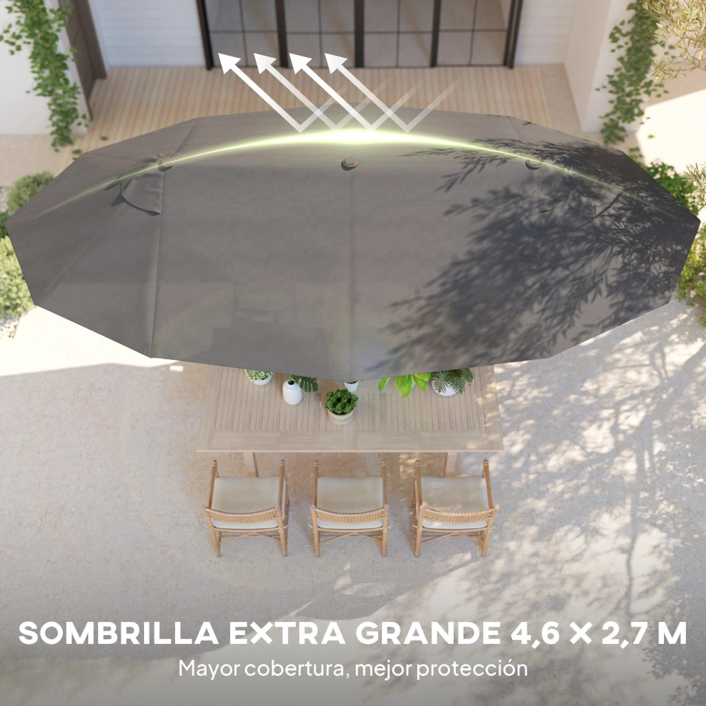 Ombrellone da Giardino Grande ¨C zephmum ¨C Grigio 455x265x238 cm