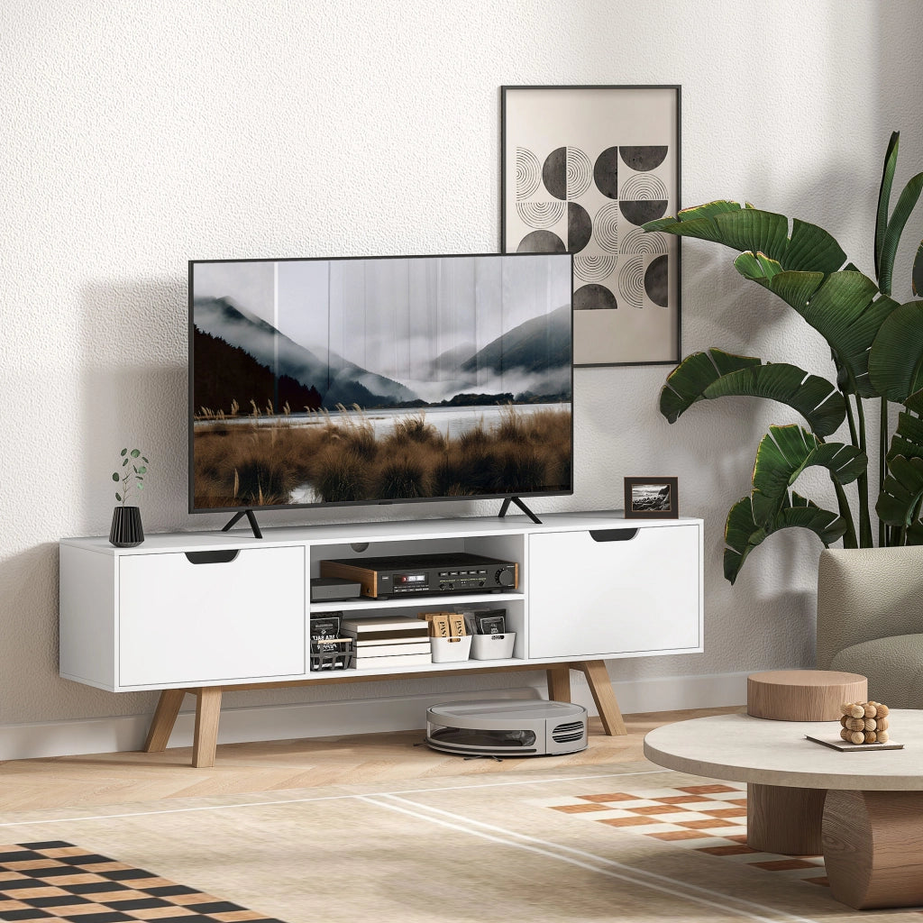 Mobile TV con cassetti e scaffali aperti ¨C zephmum ¨C MDF, bianco, 150x39x50 cm