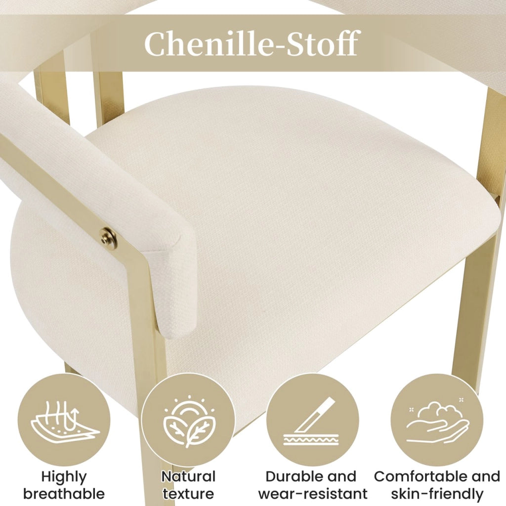 SEDIA da pranzo Set da 4 pezzi 60x50x76 cm Chenille Beige e Oro