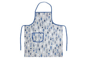 Pack 2 Pezzi Grembiule Alto Pettorina Cucina Chef Casa Con Tasche Pesci Azzurro