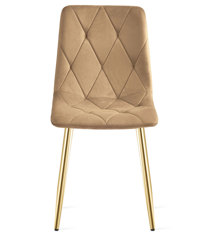 Sedia in velluto VALORA TYRA - Marrone con gambe dorate x 4