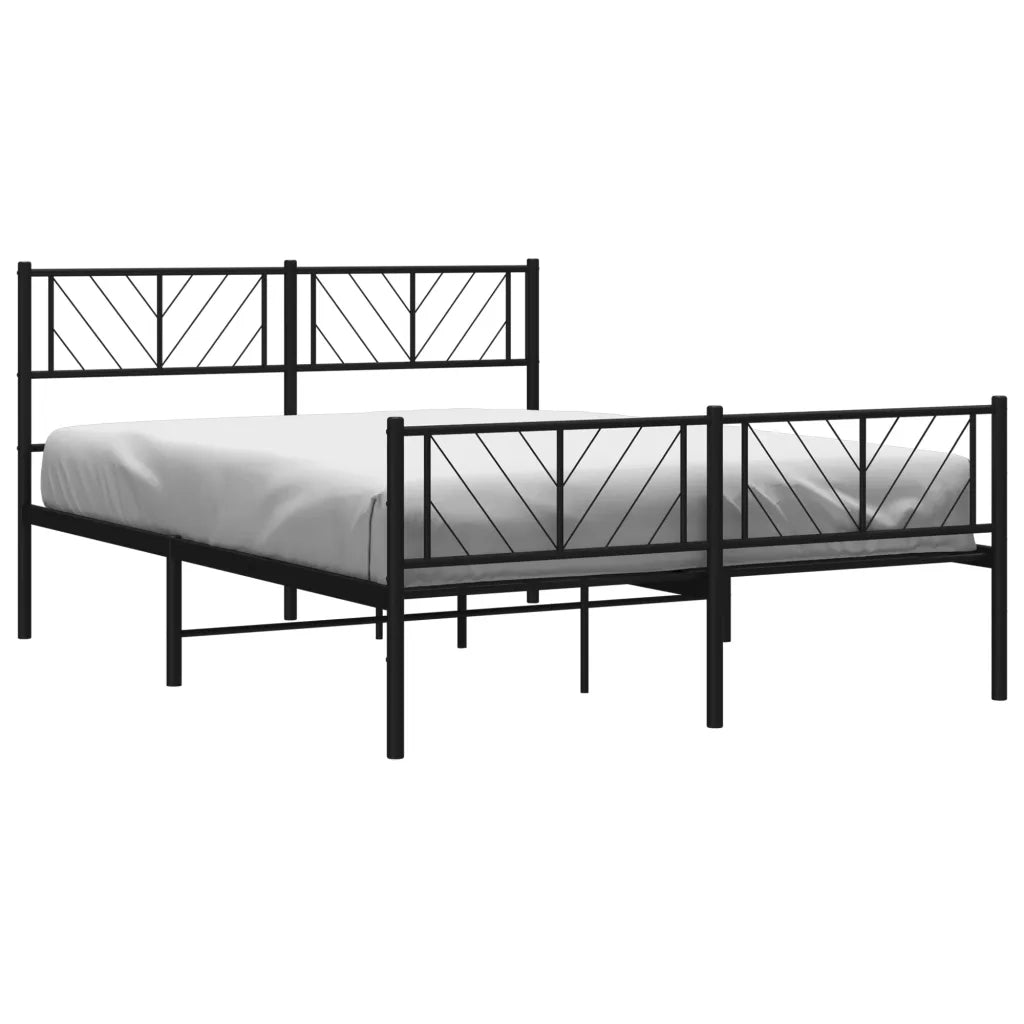 Giroletto con Testiera e Pediera-Struttura Letto Metallo Nero 140x200 cm 710633