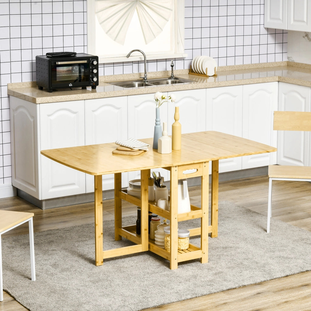 TAVOLO Pieghevole Estensibile 149,5x80x73,5 cm Bambù Naturale