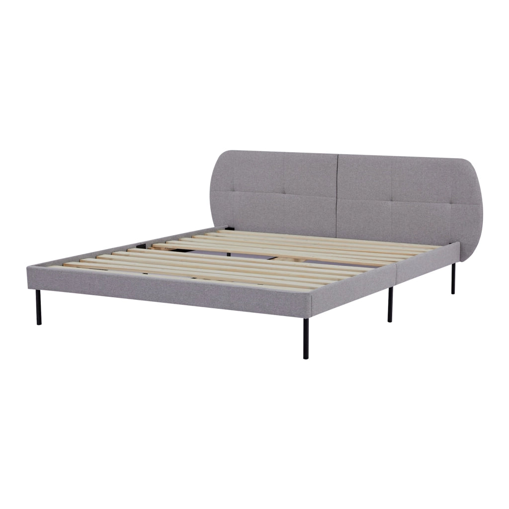 Letto Matrimoniale Porvoo 160x200 cm Testiera Imbottita Rivestimento in Tessuto - Grigio [en.casa]