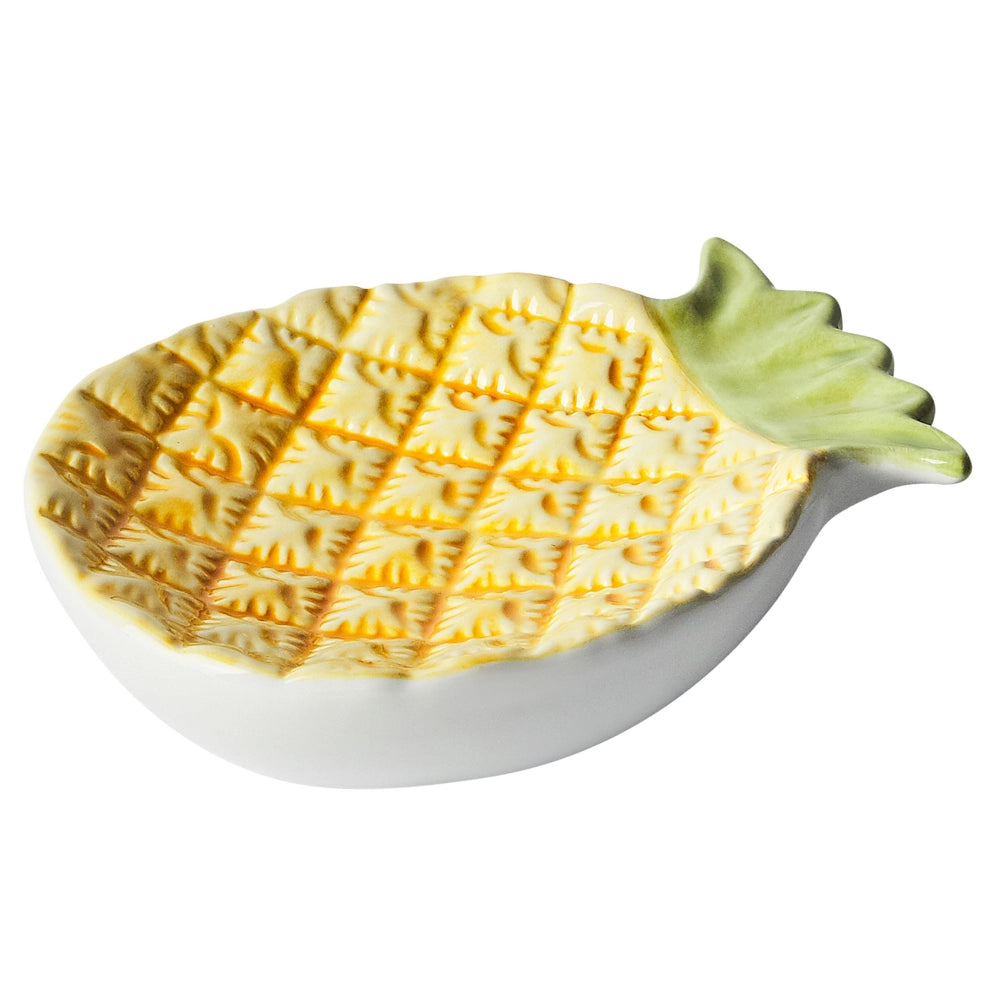 Set di 4 Accessori Bagno in Ceramica giallo e verde a forma di ananas dispenser sapone porta sapone Portaspazzolino recipiente