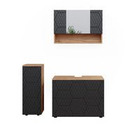 Vicco Set mobili bagno Antracite con struttura a nido d'ape 3 pezzi, con cassettiera e mobile midi