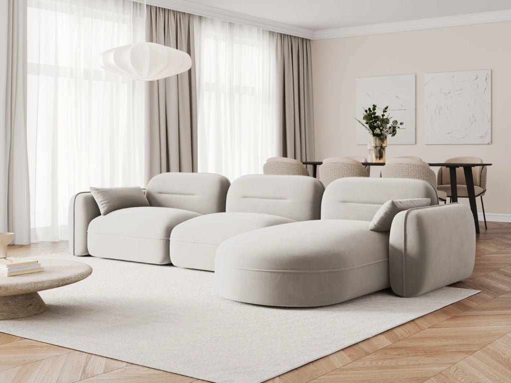 Cosmopolitan Design - Divano angolare modulare destro "Sydney" 4 posti in velluto beige chiaro 