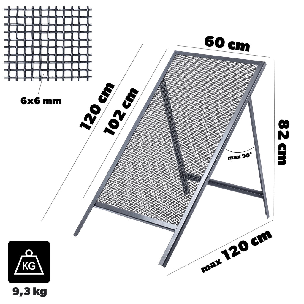 Setaccio da costruzione KADAX per sabbia, terra, muratura, 120x60 cm, ghiaia, maglia 6 mm