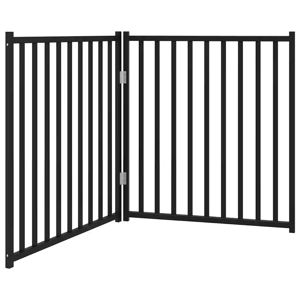 vidaXL Cancello Cani Pieghevole 2 Pannelli Nero 160 cm Massello Abete