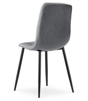 Sedia imbottita VALORA TYRA - Elegante tessuto grigio scuro / gambe nere x 4