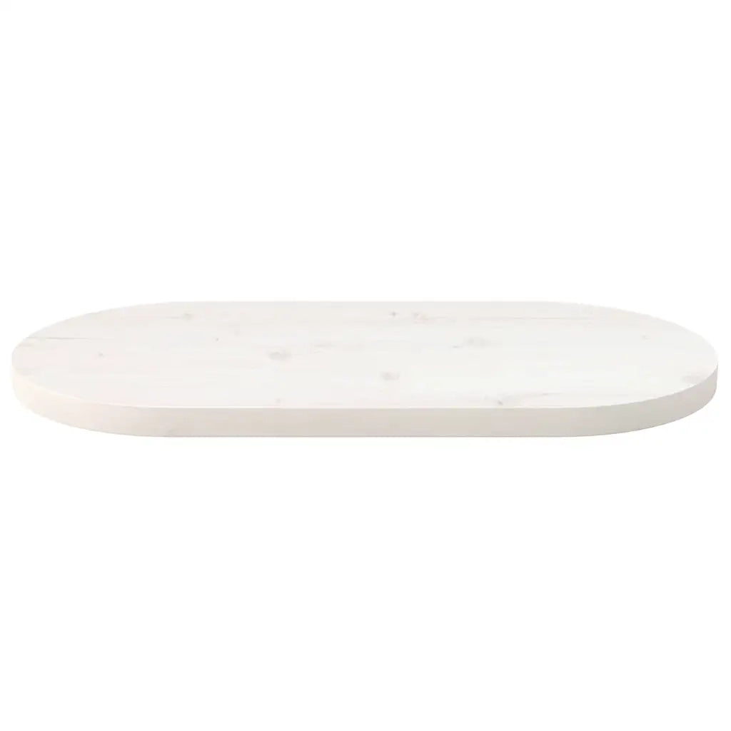 Piano Tavolo Bianco 60x30x2,5cm in Legno Massello di Pino Ovale 824341
