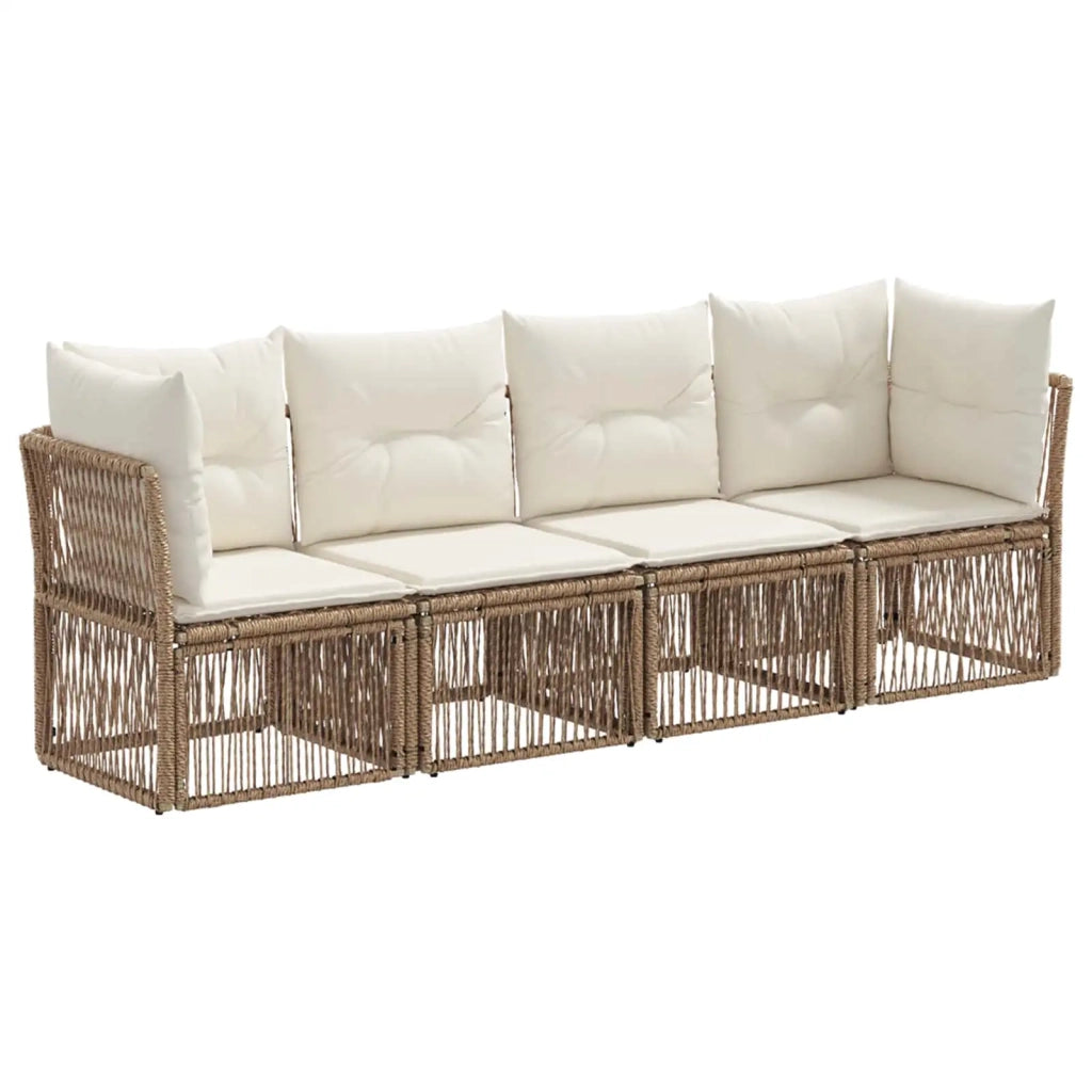 Set Divano da Giardino 4 pcs Beige polyrattan 3434130