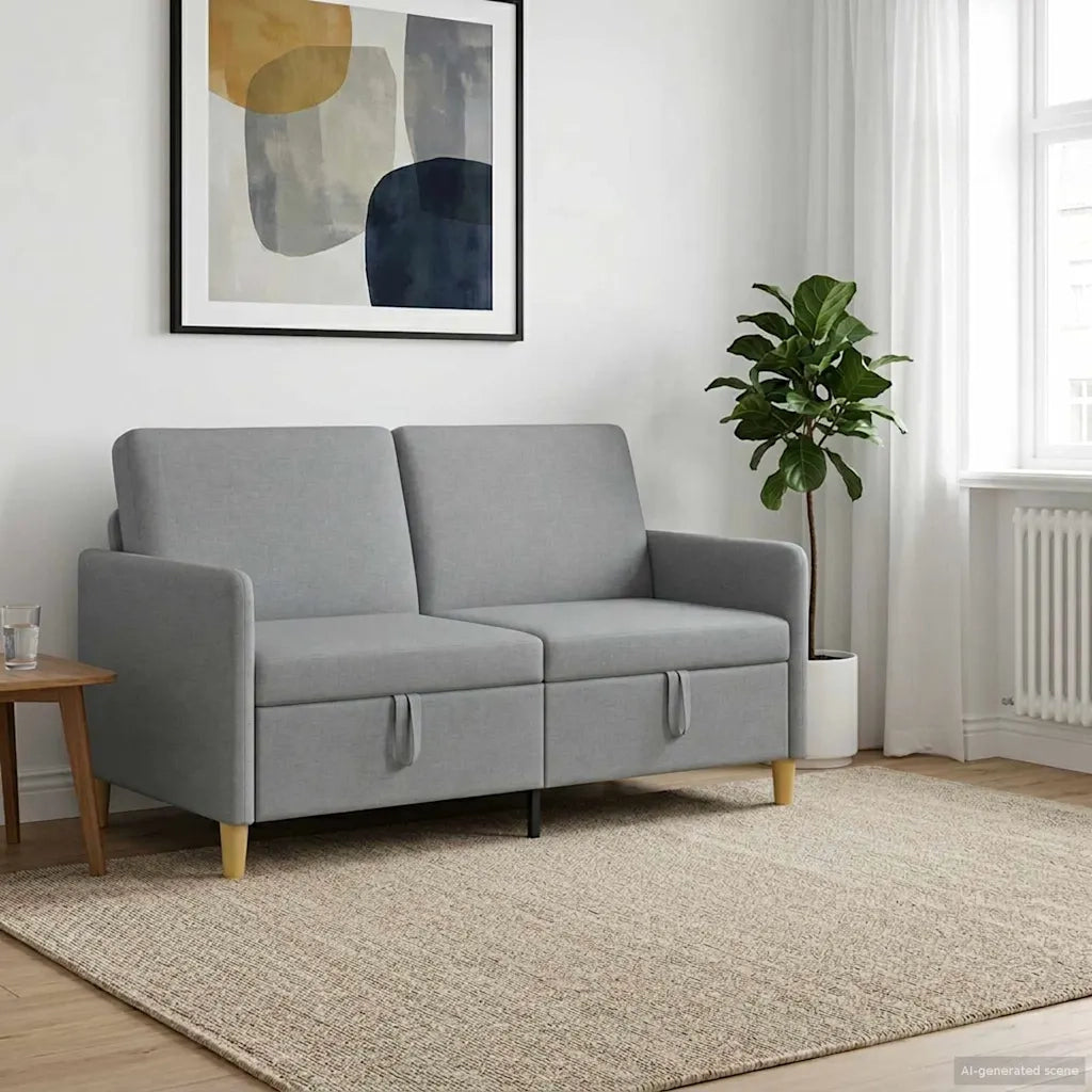 Divano con Storage Grigio Chiaro 152 x 78 x 87 cm Poliestere 42036919