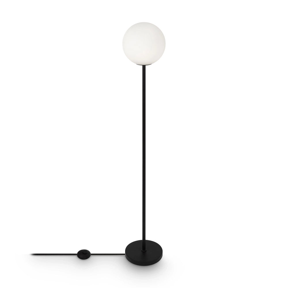 Piantana Contemporanea Ring Metallo Nero 1 Luce E Diffusore Bianco