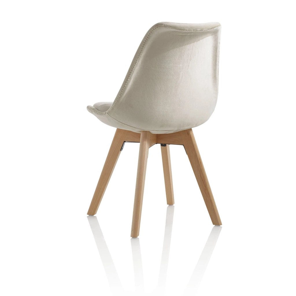 Set 4 Sedie 48,5x47x81,5 cm in Velluto Ecru
