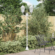 Palo da Giardino a 2 Lampade E27 Bianco 220 cm Alluminio