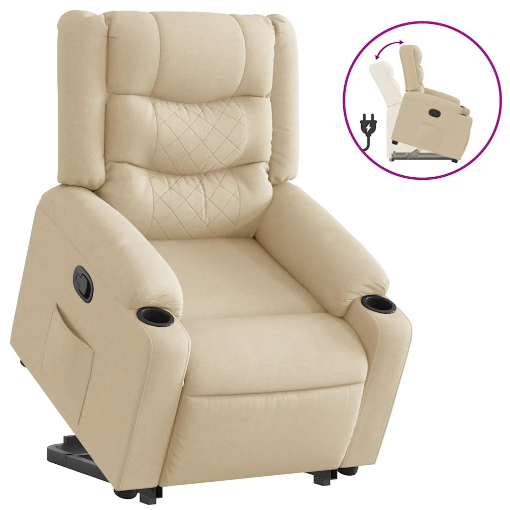 Poltrona Alzapersona Reclinabile Crema in Tessuto 3310266