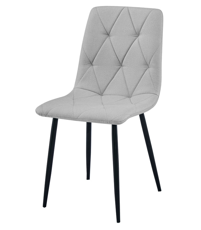 Sedia imbottita VALORA TYRA - Elegante tessuto grigio chiaro / Gambe nere x 4
